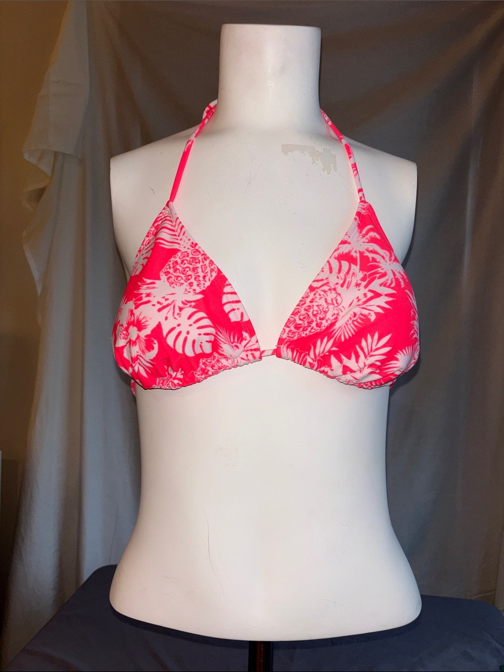 OP Pink Tropical Triangle Bikini Top